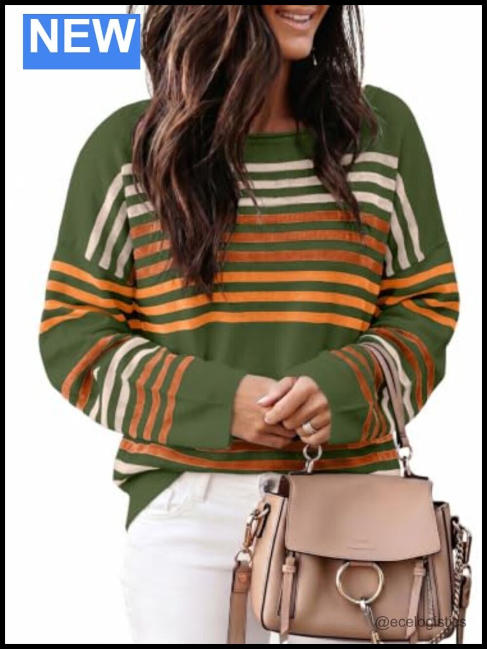 Striped Oversized Lightweight Knit Pullover Sweater, Long Sleeve Crew Neck